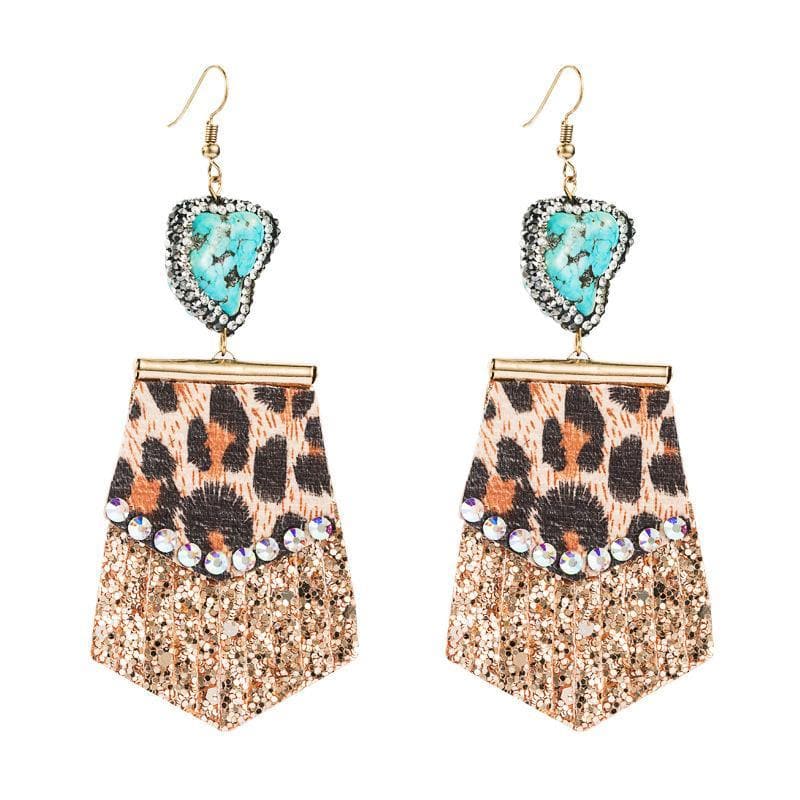 Leopard-print Leather Earrings