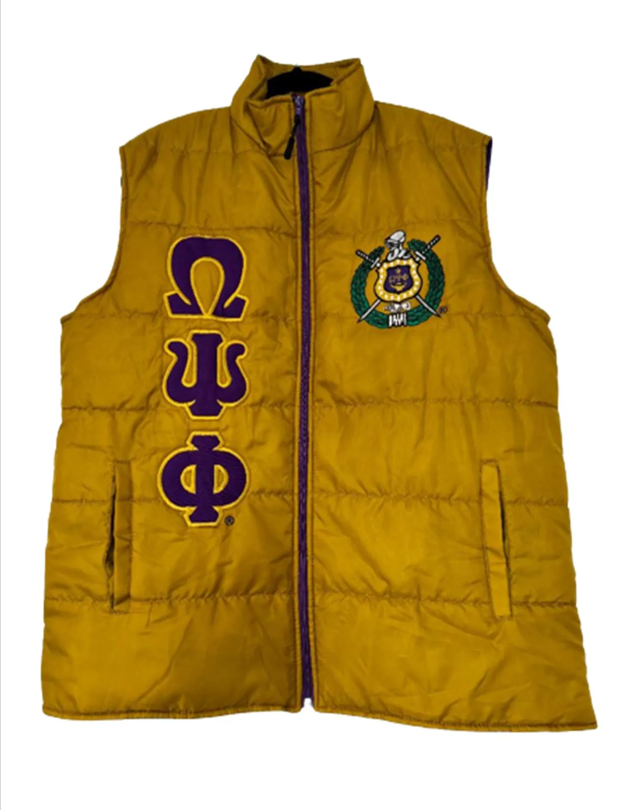 Omega Psi Phi Puffer Vest (Gold)