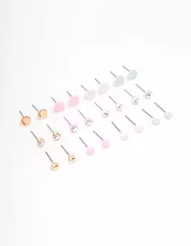 Pastel Basic Diamante Earring 12-Pack