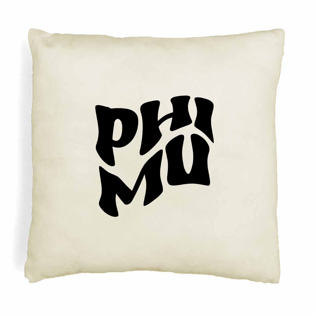 Phi Mu Greek Mod Design on a Sorority Throw Pillow Cover for Dorm Room or Apartment Decor