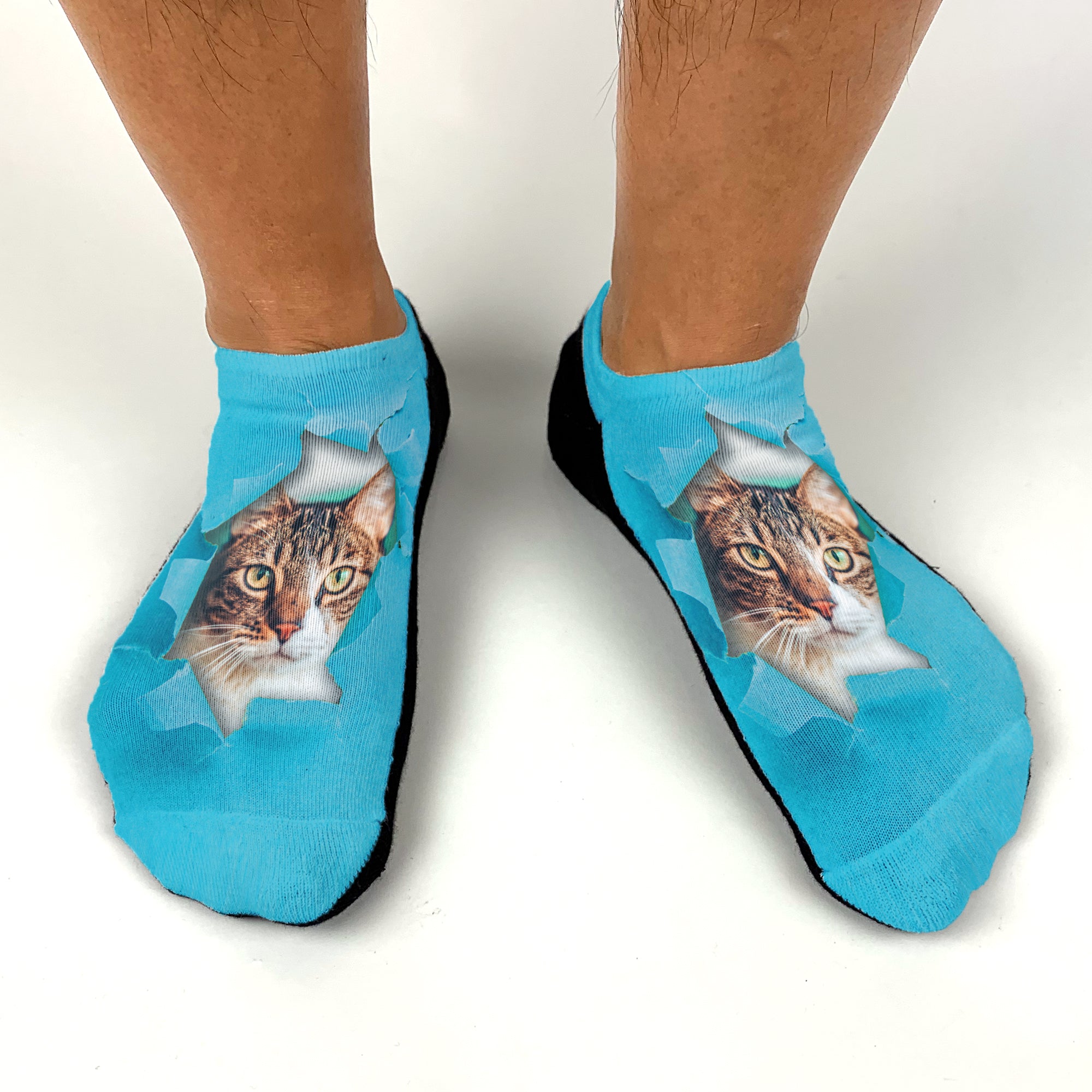 Photo No Show Socks Custom Printed with Bright Background