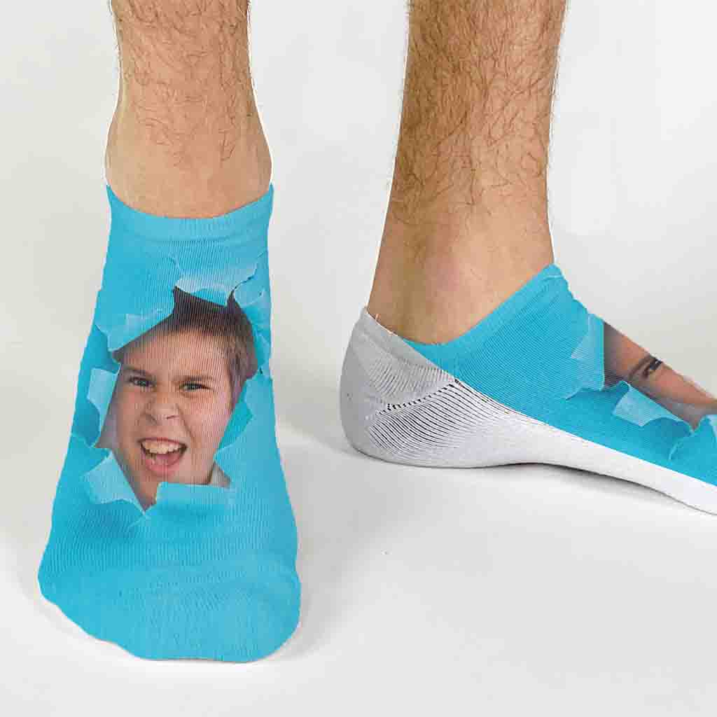 Photo No Show Socks Custom Printed with Bright Background