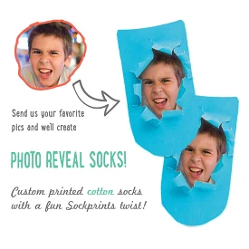 Photo No Show Socks Custom Printed with Bright Background