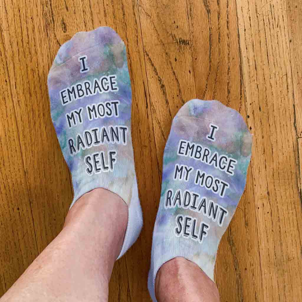 Positive Inspirational Quote Printed on No Show Socks