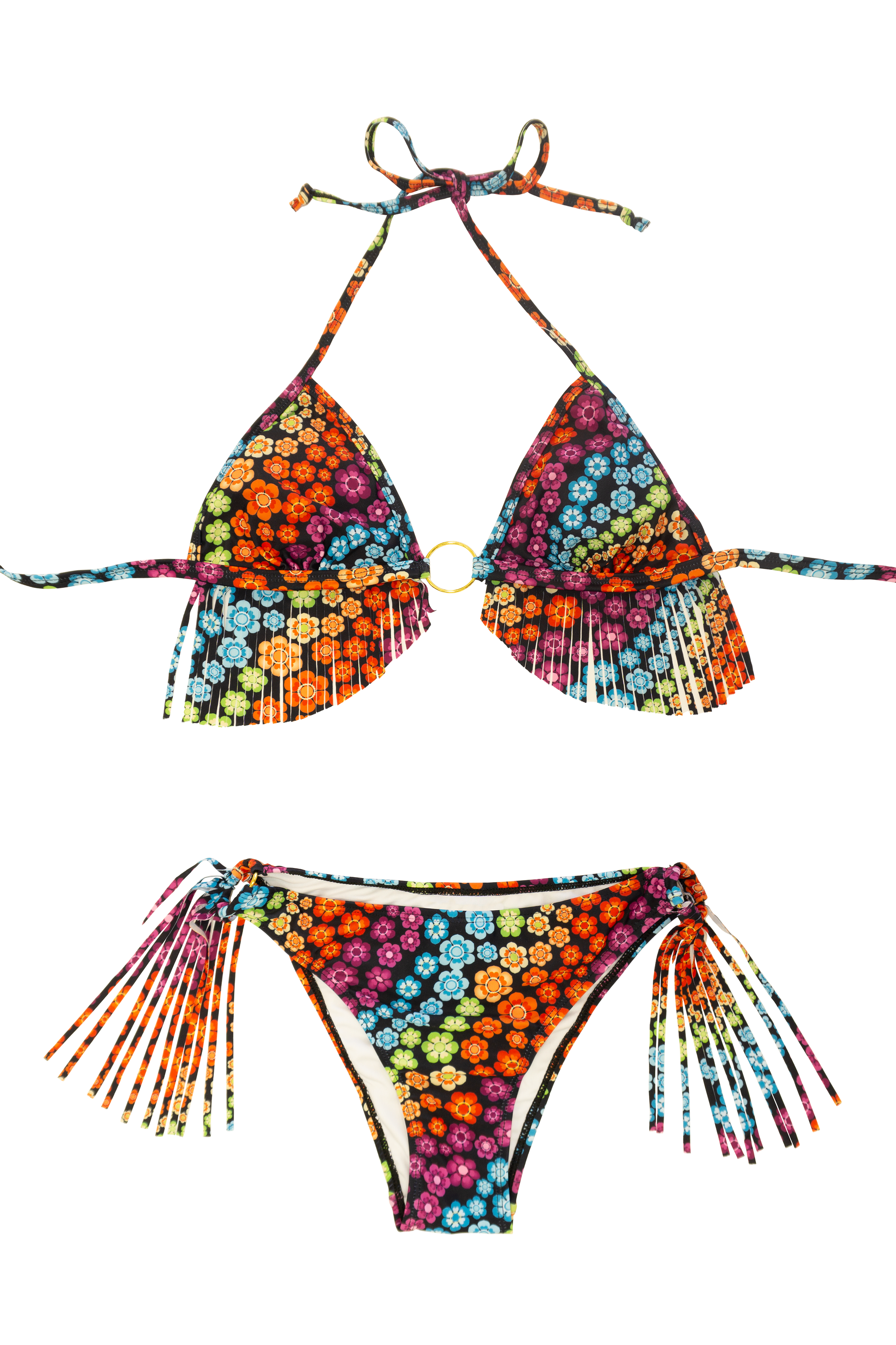 Rainbow Daisy Fringe O-Ring Bikini