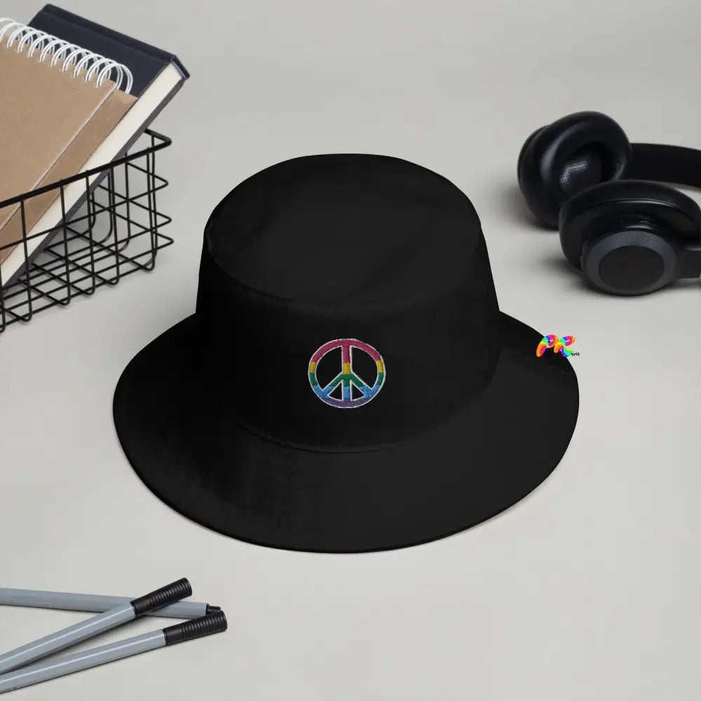 Rainbow Peace Sign Bucket Hat