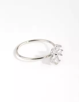 Rhodium Cubic Zirconia Daisy Diamante Ring