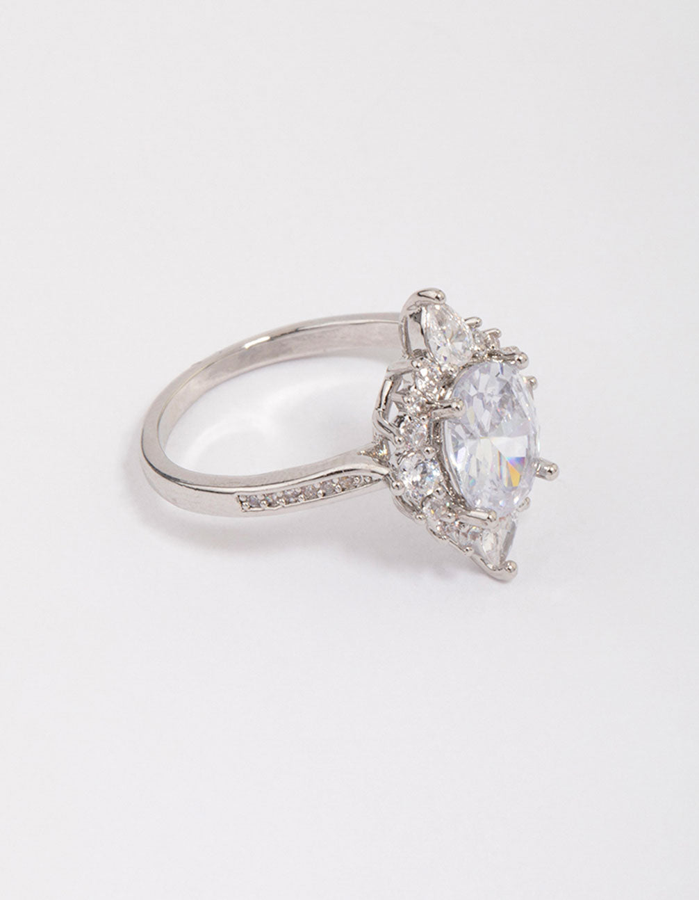 Rhodium Shining Star Cubic Zirconia Ring