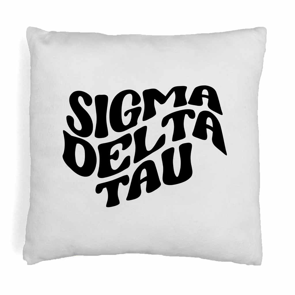 Sigma Delta Tau Greek Mod Design on a Sorority Throw Pillow Cover for Dorm Room or Apartment Decor