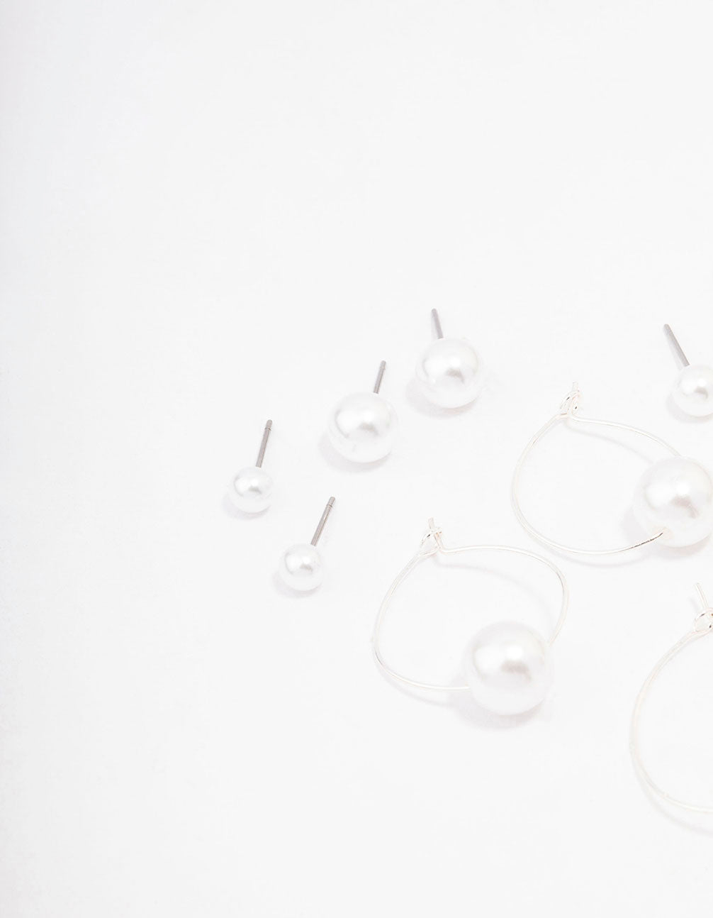 Silver Classic Pearl Hoop Earring 8-Pack