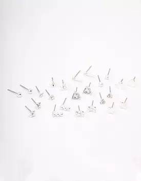 Silver Key Bow Earring 12-Pack