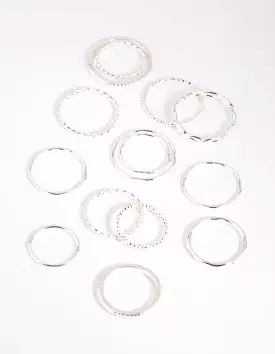 Silver Mixed Band Ring Pack