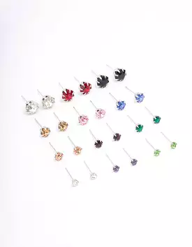 Silver Multi Diamante Earring 12-Pack