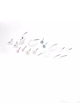 Silver Star & Heart Earring 8-Pack