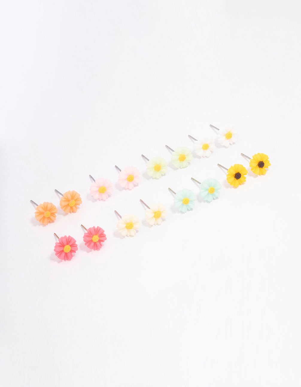 Silver Sunflower Earring 8-Pack