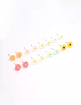 Silver Sunflower Earring 8-Pack