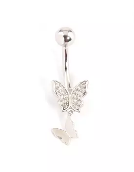 Titanium Double Butterfly Belly Ring