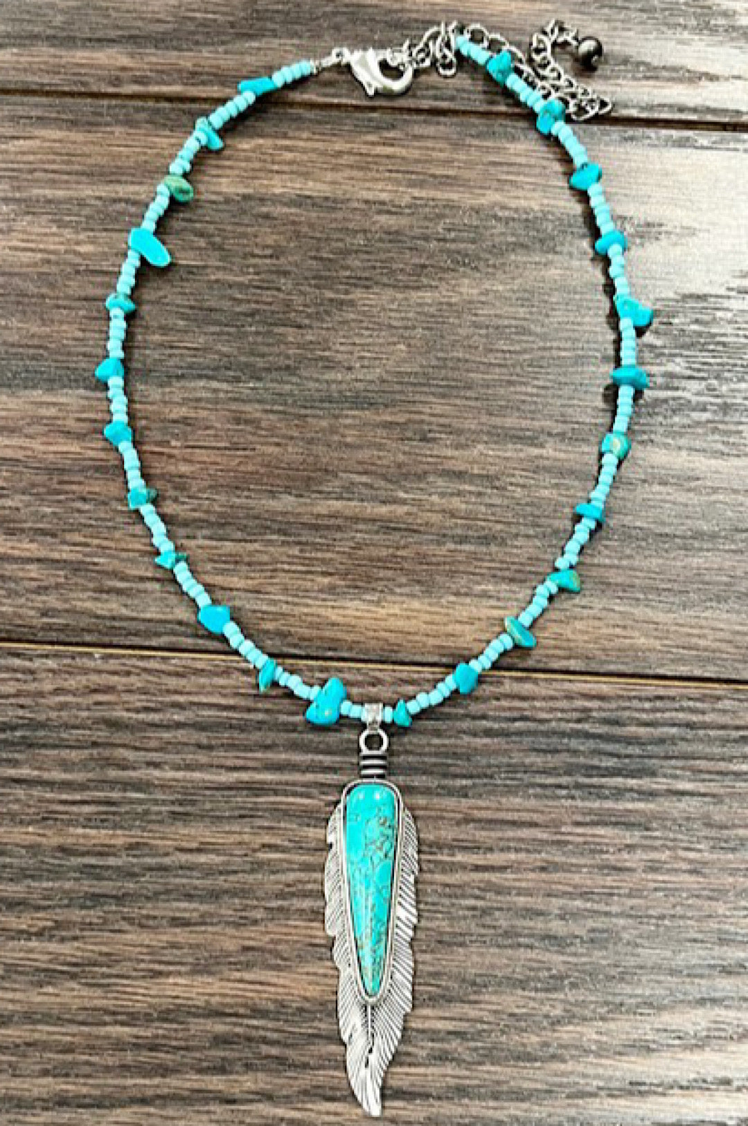 Turquoise Feather Necklace