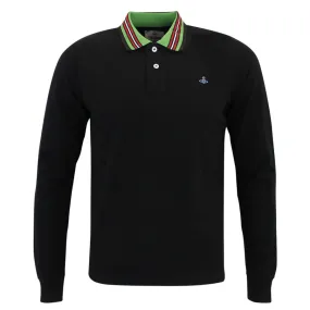 Vivienne Westwood - Contrast Striped Collar LS Polo in Black