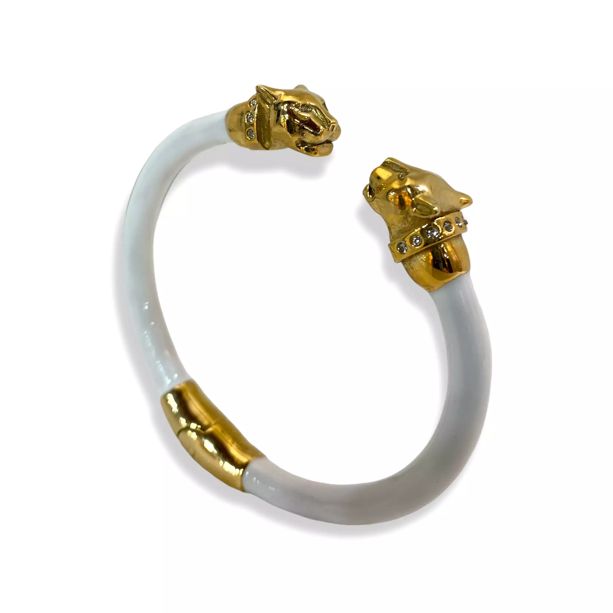 WHITE PANTHER BRACELET MICRO GOLD HEAD