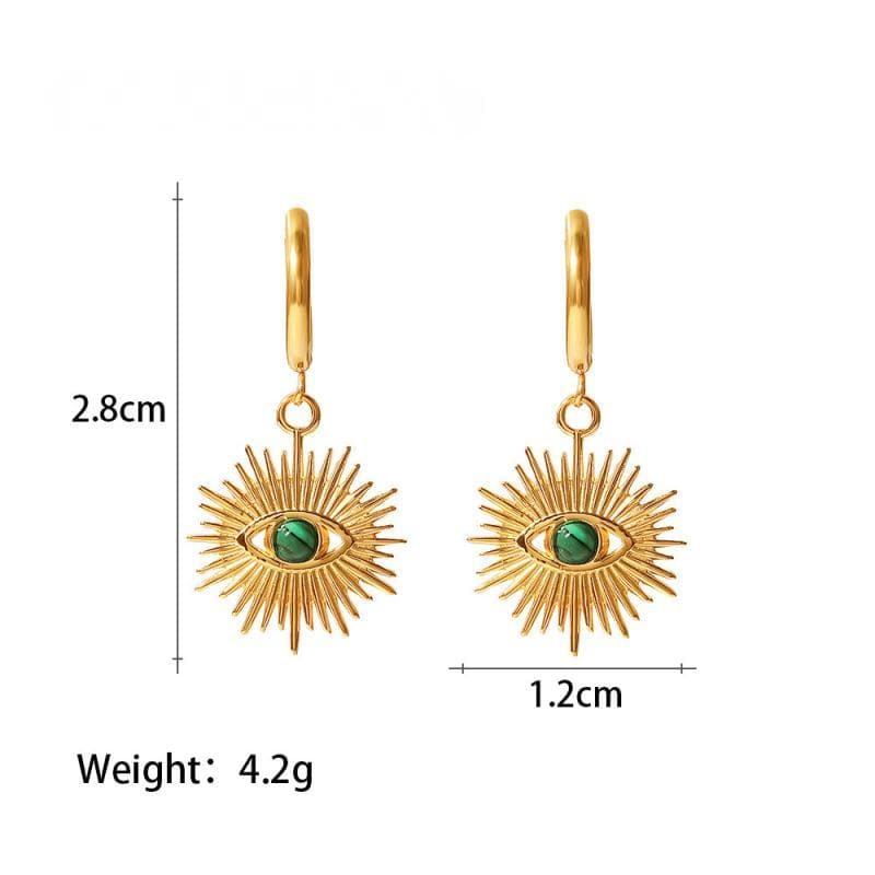 Women's Peacock Turquoise Cutout Devil Eye Earrings