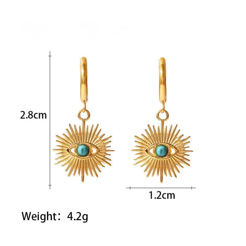 Women's Peacock Turquoise Cutout Devil Eye Earrings