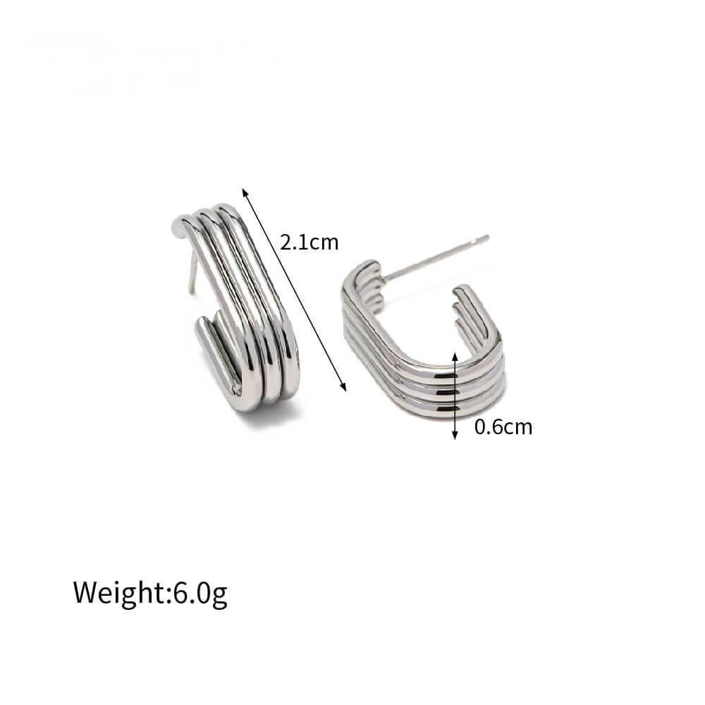 Women's Triple Hoop U Shaped Open Earrings