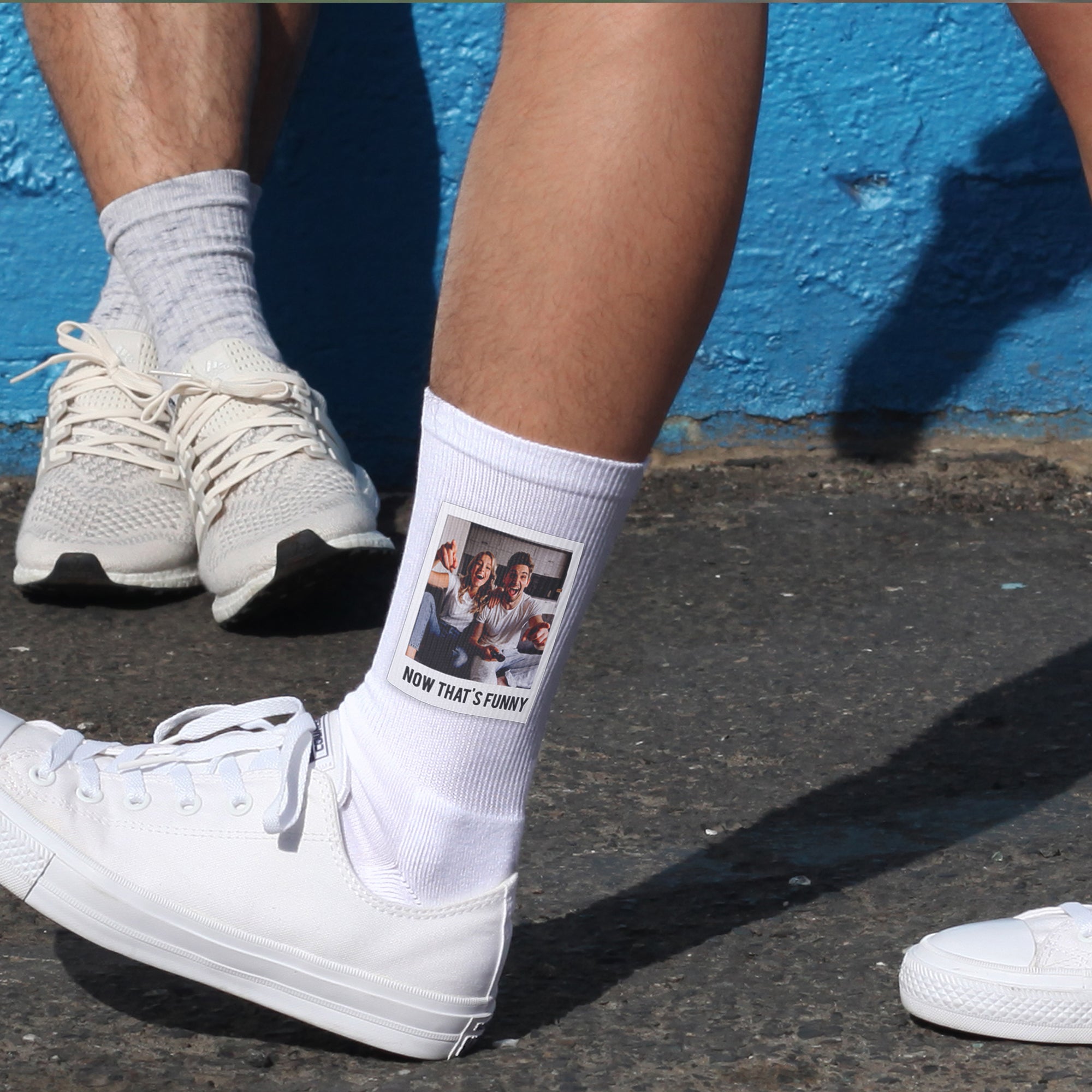 Your Framed Photo and Text Custom Printed on Crew Socks