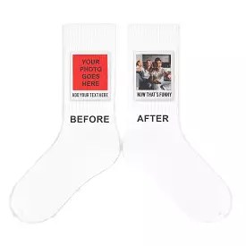 Your Framed Photo and Text Custom Printed on Crew Socks