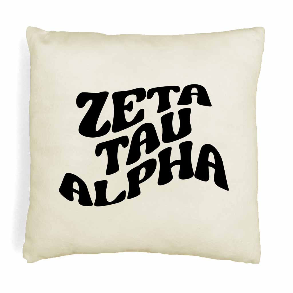 Zeta Tau Alpha Greek Mod Design on a Sorority Throw Pillow Cover for Dorm Room or Apartment Decor